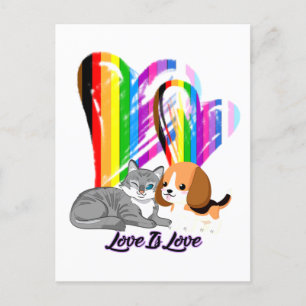 Liebe ist Liebe Cat & Dog - Besitzer von LGBTQ+ Postkarte