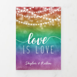 Liebe ist Liebe Fairlights Rainbow Gay Wedding Dreifach Gefaltete Einladung