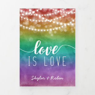 Liebe ist Liebe Fairlights Rainbow Gay Wedding Dreifach Gefaltete Einladung