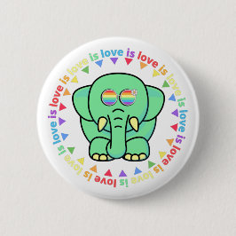 Liebe ist Liebe farbenfroh Niedlich Elephant LGBTQ Button