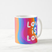 LIEBE IST LIEBE Farbenfroher Regenbogen Gay Pride Kaffeetasse (VorderseiteRechts)