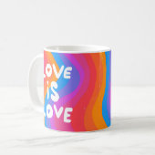 LIEBE IST LIEBE Farbenfroher Regenbogen Gay Pride Kaffeetasse (Vorderseite Links)