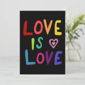 LIEBE IST LIEBE Farbenfroher Regenbogen Gay Pride  Karte (Stehend Vorderseite)