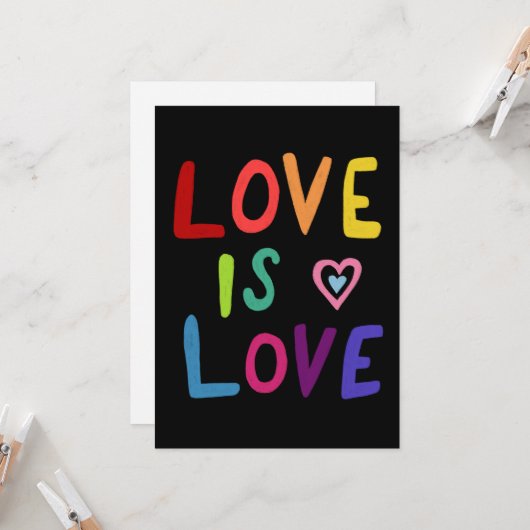 LIEBE IST LIEBE Farbenfroher Regenbogen Gay Pride  Karte (Vorderseite/Rückseite Beispiel)