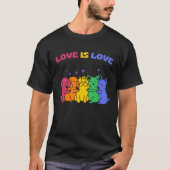 Liebe ist Liebe Farbige Katzen Hunde LGBT Stolz T-Shirt (Vorderseite)