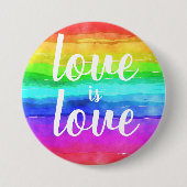 Liebe ist Liebe Fett Gay Pride Rainbow Button (Vorderseite)