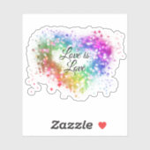 Liebe ist Liebe funkelndes farbiges Regenbogenherz Aufkleber (Blatt)