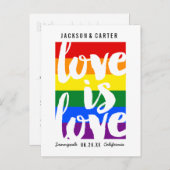 Liebe ist Liebe Gay Pride Flag Save the Date Ankündigungspostkarte (Vorne/Hinten)