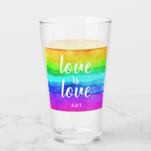 Liebe ist Liebe Gay Pride Monogramm Regenbogen Aqu Glas