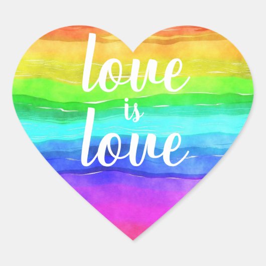 "Liebe ist Liebe" Gay Pride Rainbow Classic Herz-Aufkleber (Vorderseite)