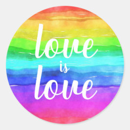 "Liebe ist Liebe" Gay Pride Regenbogen Runder Aufkleber