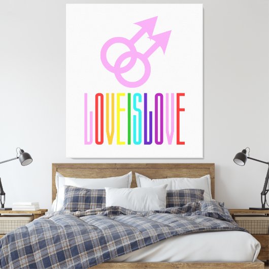 Liebe ist Liebe Gay Relationship LGBT Rainbow Colo Leinwanddruck (Insitu (Schlafzimmer))