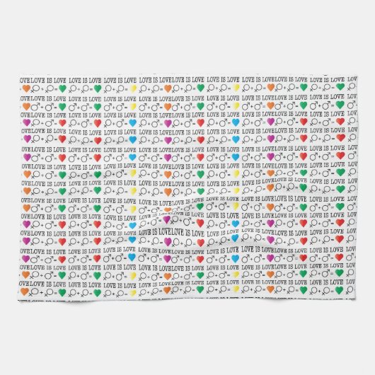 LIEBE ist LIEBE Gleichheit Zitat in Regenbogenfarb Küchentuch (Horizontal)