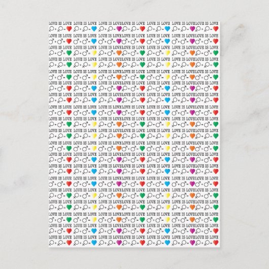 LIEBE ist LIEBE Gleichheit Zitat in Regenbogenfarb Postkarte (Vorderseite)