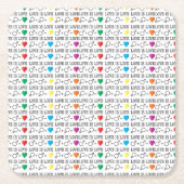 LIEBE ist LIEBE Gleichheit Zitat in Regenbogenfarb Rechteckiger Pappuntersetzer (Vorderseite)