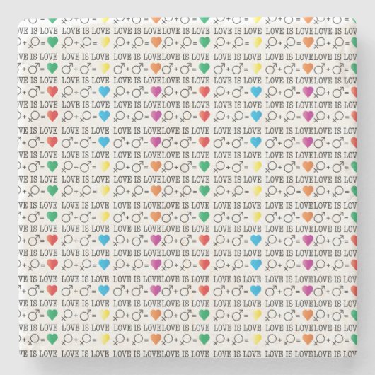 LIEBE ist LIEBE Gleichheit Zitat in Regenbogenfarb Steinuntersetzer (Vorderseite)