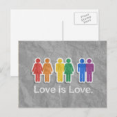 LIEBE IST LIEBE GRAU POSTKARTE (Vorne/Hinten)