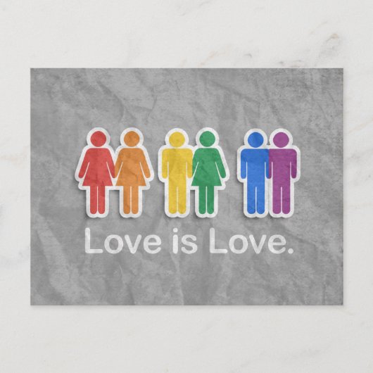 LIEBE IST LIEBE GRAU POSTKARTE (Vorderseite)