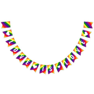 Liebe ist Liebe Herz Regenbogen Streifen Wimpelkette