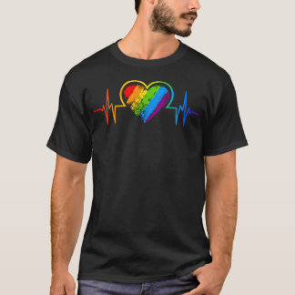 Liebe ist Liebe Herzschlag Regenbogen Lgbt Lesbisc T-Shirt