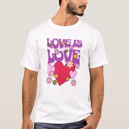 Liebe ist Liebe Hippie Retro T-Shirt (Vorderseite)