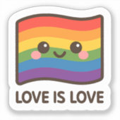 Liebe ist Liebe - Kawaii Rainbow Design Aufkleber (Vorderseite)