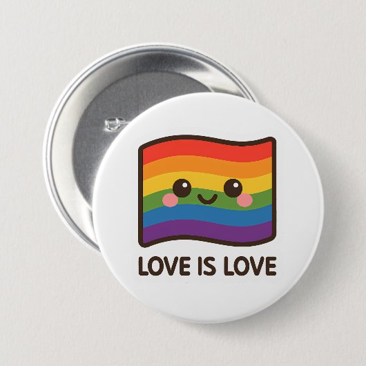 Liebe ist Liebe - Kawaii Rainbow Design Button (Vorne & Hinten)