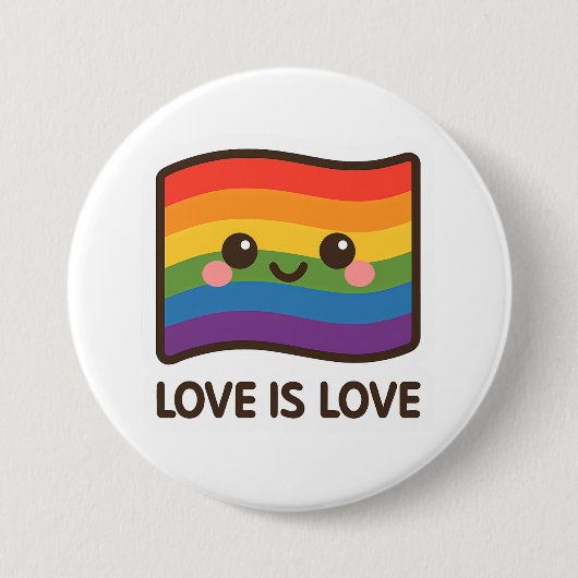 Liebe ist Liebe - Kawaii Rainbow Design Button (Vorderseite)