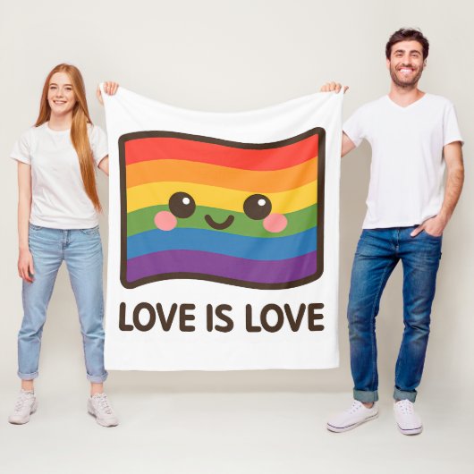 Liebe ist Liebe - Kawaii Rainbow Design Fleecedecke (Beispiel)