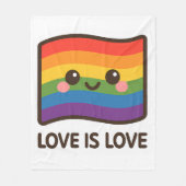 Liebe ist Liebe - Kawaii Rainbow Design Fleecedecke (Vorderseite)