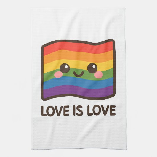 Liebe ist Liebe - Kawaii Rainbow Design Geschirrtuch (Vertikal)