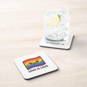 Liebe ist Liebe - Kawaii Rainbow Design Getränkeuntersetzer