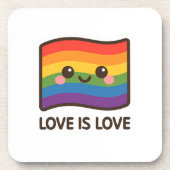 Liebe ist Liebe - Kawaii Rainbow Design Getränkeuntersetzer (Vorderseite)