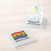 Liebe ist Liebe - Kawaii Rainbow Design Glasuntersetzer (Schrägansicht)