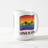 Liebe ist Liebe - Kawaii Rainbow Design Kaffeetasse (VorderseiteRechts)