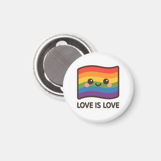 Liebe ist Liebe - Kawaii Rainbow Design Magnet (Vorderseite/Rückseite)