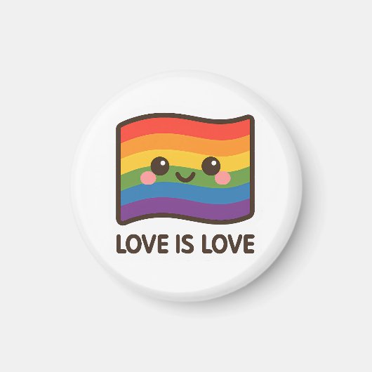 Liebe ist Liebe - Kawaii Rainbow Design Magnet (Vorne)