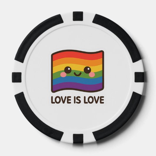 Liebe ist Liebe - Kawaii Rainbow Design Pokerchips (Vorderseite)