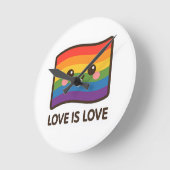 Liebe ist Liebe - Kawaii Rainbow Design Runde Wanduhr (Winkel)