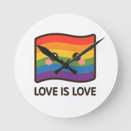 Liebe ist Liebe - Kawaii Rainbow Design Runde Wanduhr