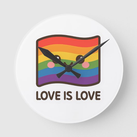 Liebe ist Liebe - Kawaii Rainbow Design Runde Wanduhr (Vorderseite)