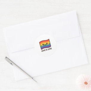 Liebe ist Liebe - Kawaii Rainbow Design Runder Aufkleber