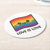 Liebe ist Liebe - Kawaii Rainbow Design Runder Pappuntersetzer (Angewinkelt)