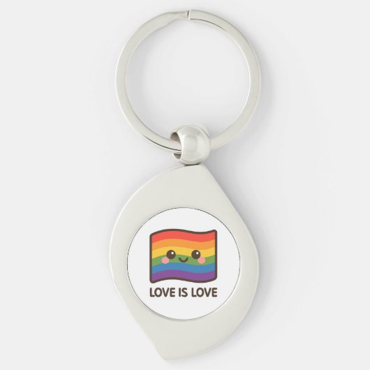Liebe ist Liebe - Kawaii Rainbow Design Schlüsselanhänger (Vorderseite)