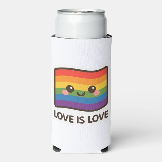 Liebe ist Liebe - Kawaii Rainbow Design Selters Dosenkühler (Seltzer Vorderseite)