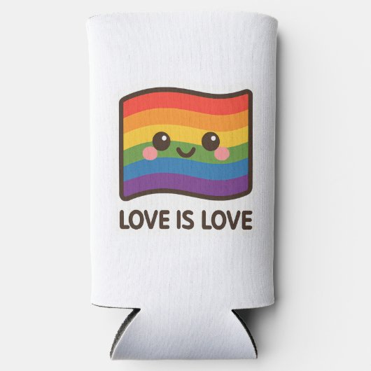 Liebe ist Liebe - Kawaii Rainbow Design Selters Dosenkühler (Vorderseite)