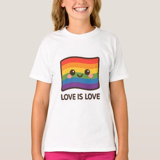 Liebe ist Liebe - Kawaii Rainbow Design T-Shirt (Vorderseite)