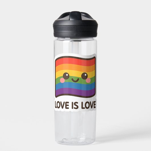 Liebe ist Liebe - Kawaii Rainbow Design Trinkflasche (Vorderseite)