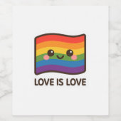 Liebe ist Liebe - Kawaii Rainbow Design Weinetikett (Einzelnes Label)