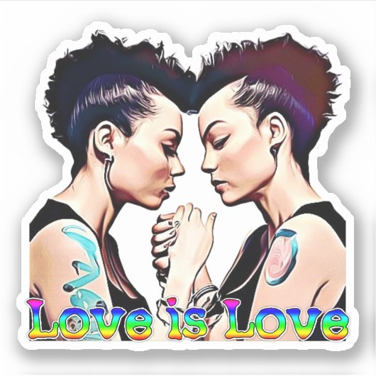 Liebe ist Liebe Lesben Pride Aufkleber (Vorderseite)